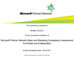 Сертификат Microsoft Sales and Marketing Specialist